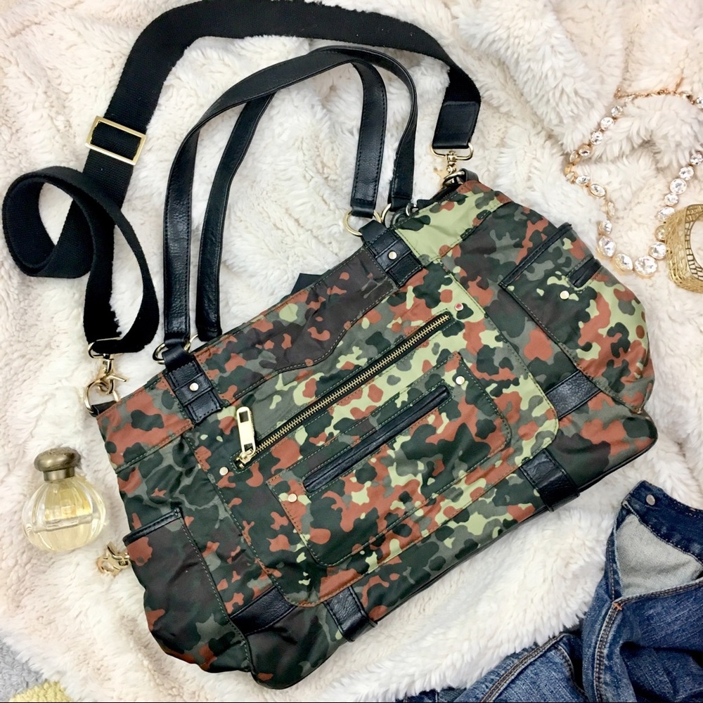 Rebecca Minkoff Camo & Leather Gym Bag